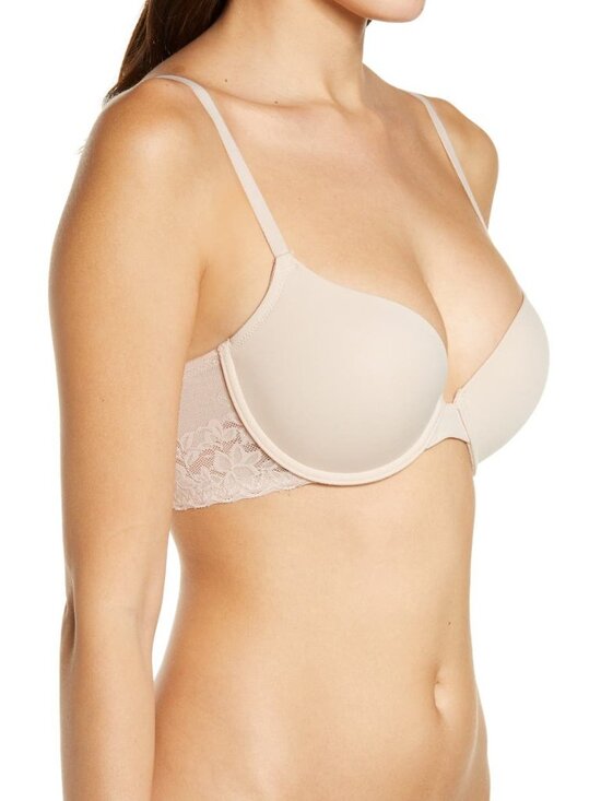 🆕Natori Sheer Glamour Push-Up Underwire T-Shirt Bra 34DD Beige #727252 - Picture 4 of 11